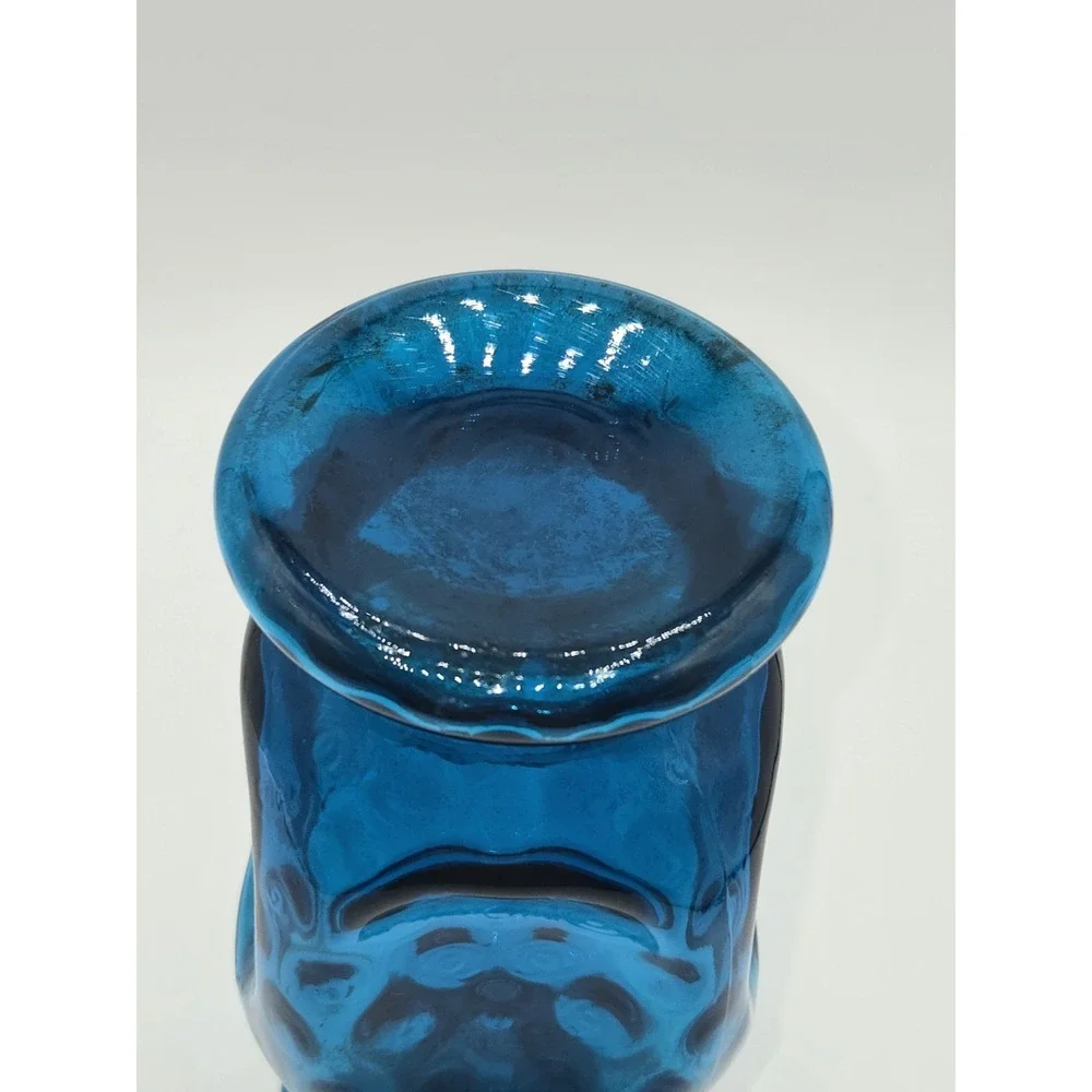 Fenton Jamestown Blue Coin Dot Art Glass Vase Ruffled Rim